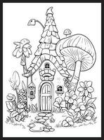 Magical Fairy Houses Coloring page vector