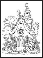 Magical Fairy Houses Coloring page vector