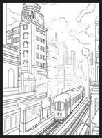 Public Transportation Coloring page vector