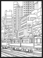 Public Transportation Coloring page vector