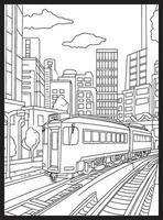 Public Transportation Coloring page vector