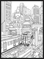 Public Transportation Coloring page vector