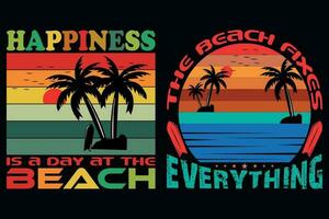 felicidad es un día a el playa vector