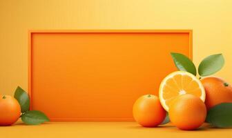 Orange Advertising Background For Social Media Post, Juicy Fruit for Healthy Nutrition. photo
