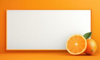 Orange Advertising Background For Social Media Post, Juicy Fruit for Healthy Nutrition. photo