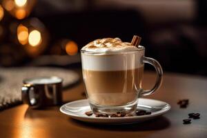 Creamy and Smooth Espresso with Steamed Milk, Mid-angle Shot, photo