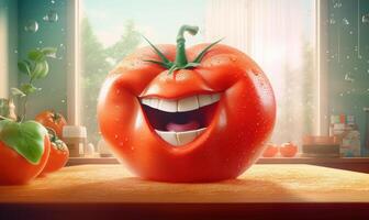 Red Tomato Background For Social Media Advertising, Organic Vegetable for Healthy Nutrition. photo