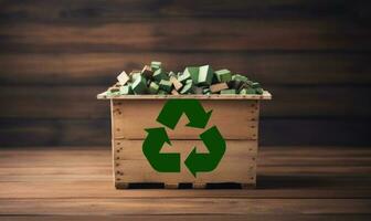 reciclaje concepto, reciclar firmar para ecológico cero residuos estilo de vida. generativo ai foto