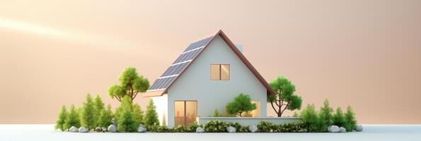 Eco Friendly Modern House, Green Energy and Renewable Power Concept. Generative Ai photo