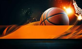 baloncesto publicidad fondo, baloncesto torneo competencia para social medios de comunicación correo. generativo ai foto