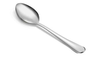 Realistic metal spoon icon isolated on white background. 3d realism. Vector teaspoon illustration isolated on white background.