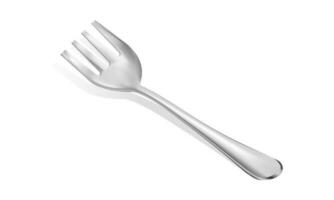 Realistic metal fork isolated on white background. 3d realism. Vector fork illustration isolated on white background.