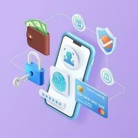 Mobile business money secure and safe payment online isometric vector