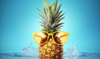 Pineapple Background For Social Media Advertising, Juicy Fruit for Healthy Nutrition. Generative Ai photo