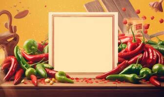 Red Chilli Peppers Background For Social Media Advertising and Marketing. photo