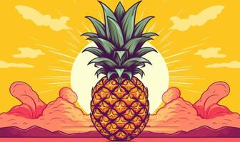 Pineapple Background For Social Media Advertising, Juicy Fruit for Healthy Nutrition. photo