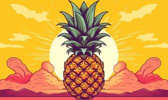 Pineapple Background For Social Media Advertising, Juicy Fruit for Healthy Nutrition. Generative Ai photo