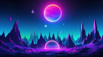 Retro futuristic 1980s Style background, Retro Wave Music Festival. photo