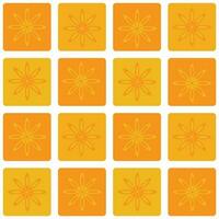 Orange flowers in square pattern vector