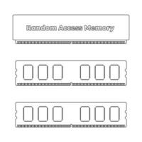 random access memory or RAM computer icon vector illustration, outline design