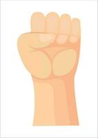 The hand clenched into a fist. Symbol of strength and confrontation. Parts of body. vector