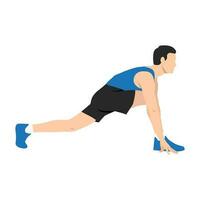 Man doing stretch tight hamstring exercise. vector