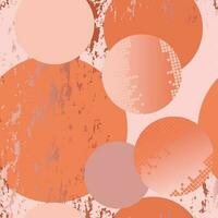 Abstract vector invitation template, art grunge pattern with circles and splashes in coral natural organic color.