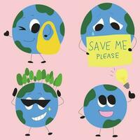 various emotional earth, World Environment Day vector