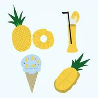 pineapple, pineapple set vector