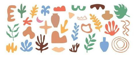 Abstract hand drawn organic shapes. Colorful background with doodle nature forms. Set of colored drawn objects in vector