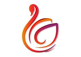 Colorful Swan Logo Flat Vector on White Background
