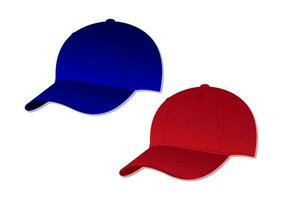 clipart rojo y azul gorra en plano estilo vector