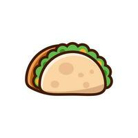 Taco vector illustration in cute style isolated on white background. Taco cartoon