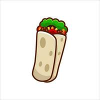 Burrito cartoon illustration in simple design isolated on white background vector