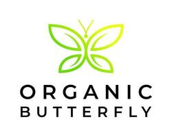 Combination of leaf and butterfly animal fly logo design. vector