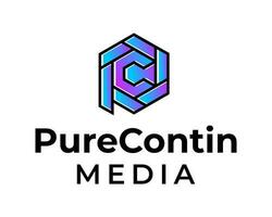 PC letter monogram technology media entertainment logo design. vector