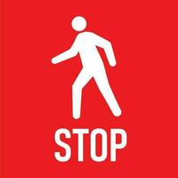 Simple red stop roadsign with people symbol or icon vector illustration