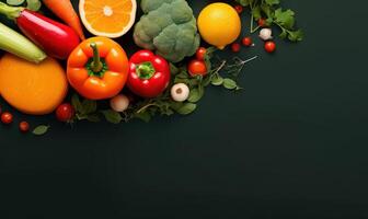 Organic Vegetable Advertising Background, Vegetarian Food for Healthy Nutrition. Generative Ai photo