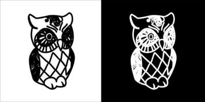 illustration vector graphic of owl, black and white color with transparent background