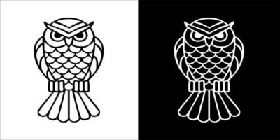 Ilustration, Vector graphic of owl Black and white color, with transparent background