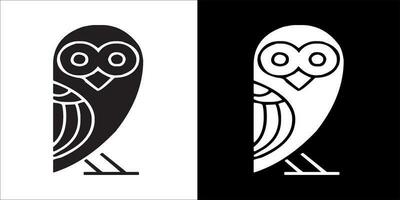 illustration, vector graphic of owl icon, in black and white, with transparent background