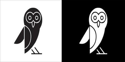 illustration, vector graphic of owl icon, in black and white, with transparent background