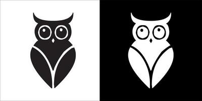 illustration, vector graphic of owl icon, in black and white, with transparent background