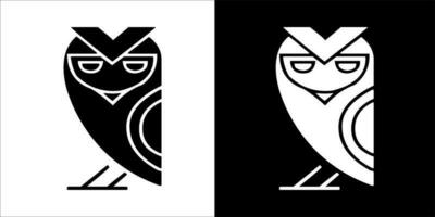 illustration, vector graphic of owl icon, in black and white, with transparent background