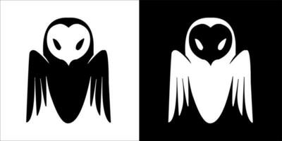 illustration, vector graphic of owl icon, in black and white, with transparent background