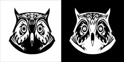 illustration, vector graphic of owl icon, in black and white, with transparent background