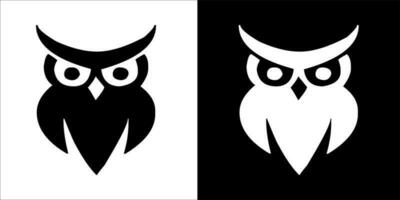 illustration, vector graphic of owl icon, in black and white, with transparent background