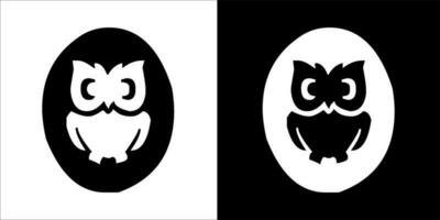 illustration, vector graphic of owl icon, in black and white, with transparent background