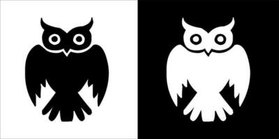 illustration, vector graphic of owl icon, in black and white, with transparent background
