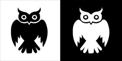 illustration, vector graphic of owl icon, in black and white, with transparent background